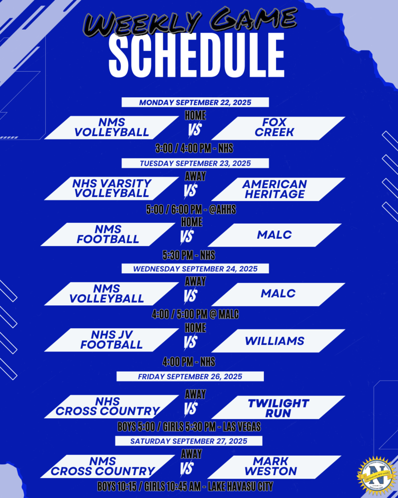 List of sporting events for the week.