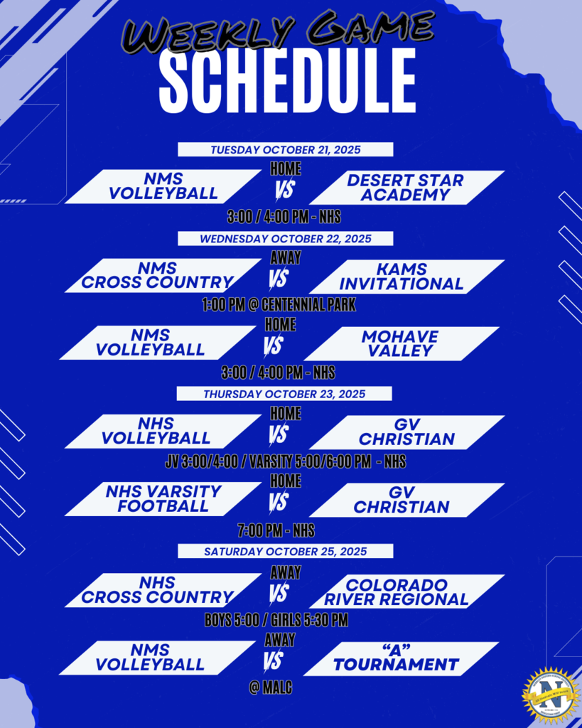 List of sporting events for the week.