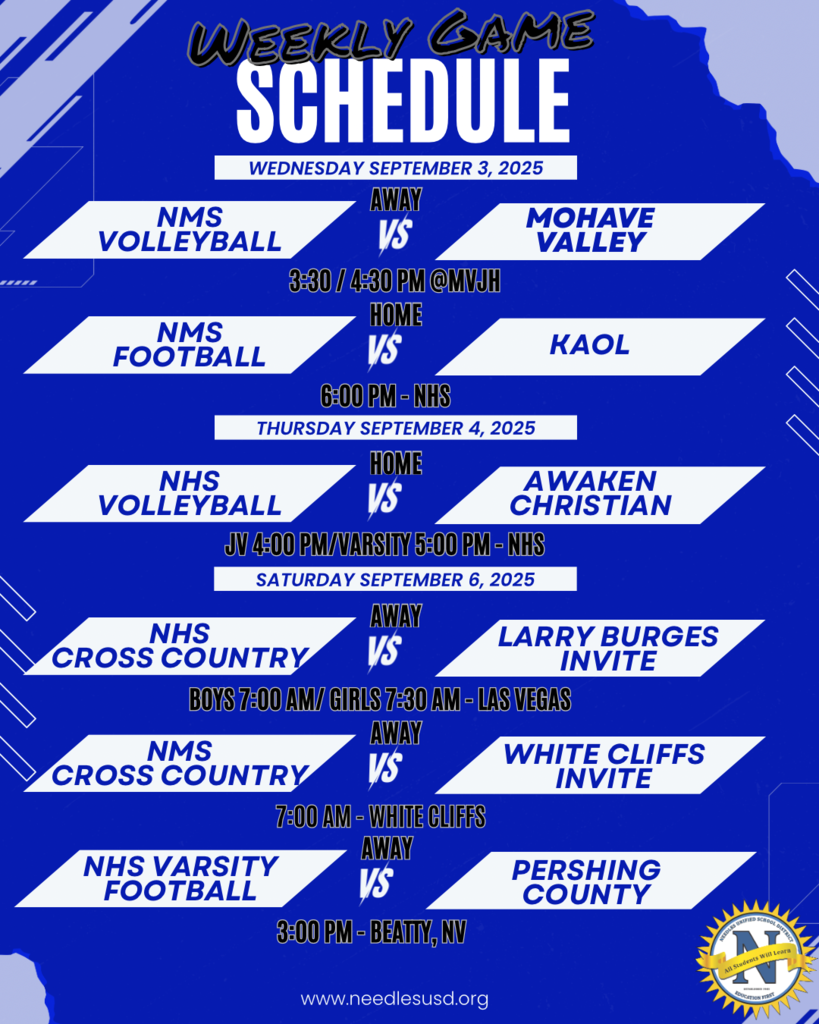 Athletic weekly schedule. 