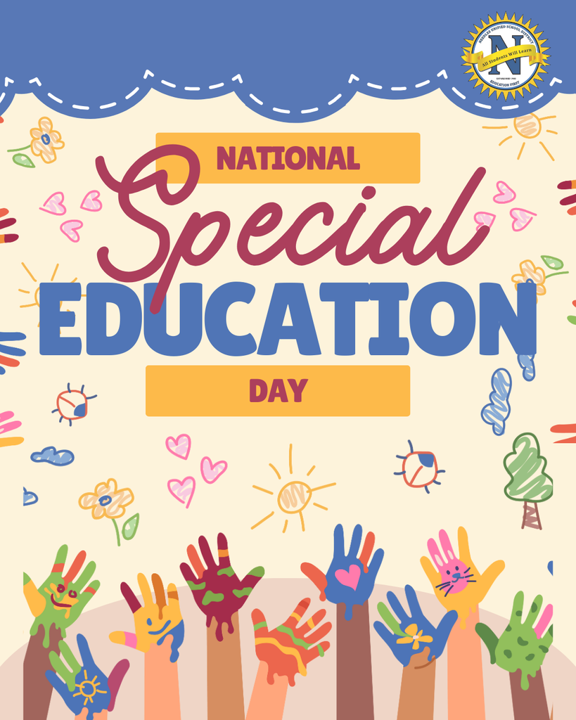 Illustrated poster for National Special Education Day with colorful hands raised, doodles of hearts, flowers, and suns, conveying celebration and inclusivity.