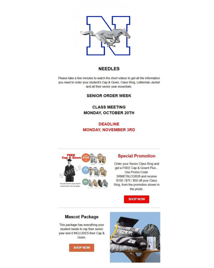 Jostens flyer with ordering information.