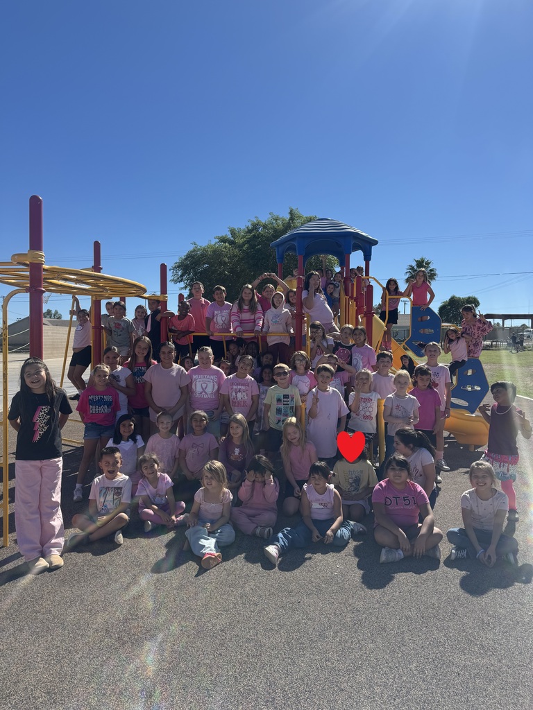 Students on the playground wearing pink.