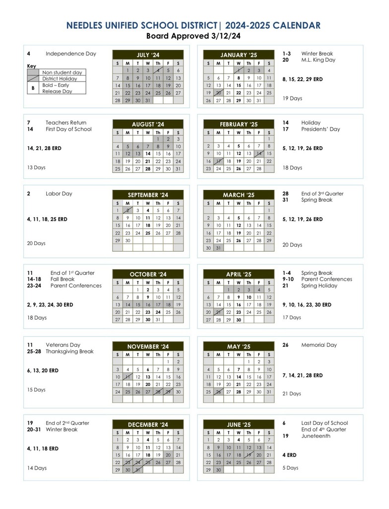 School Calendar SY 24/25