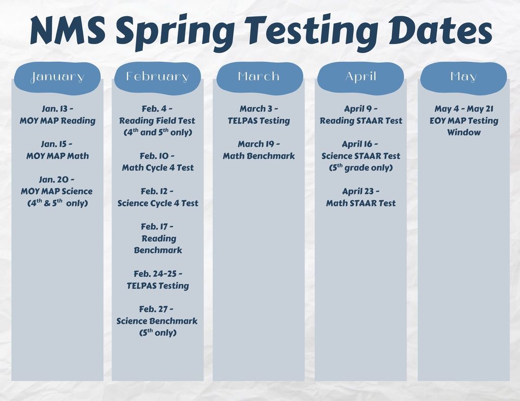 2026 Spring Testing Dates