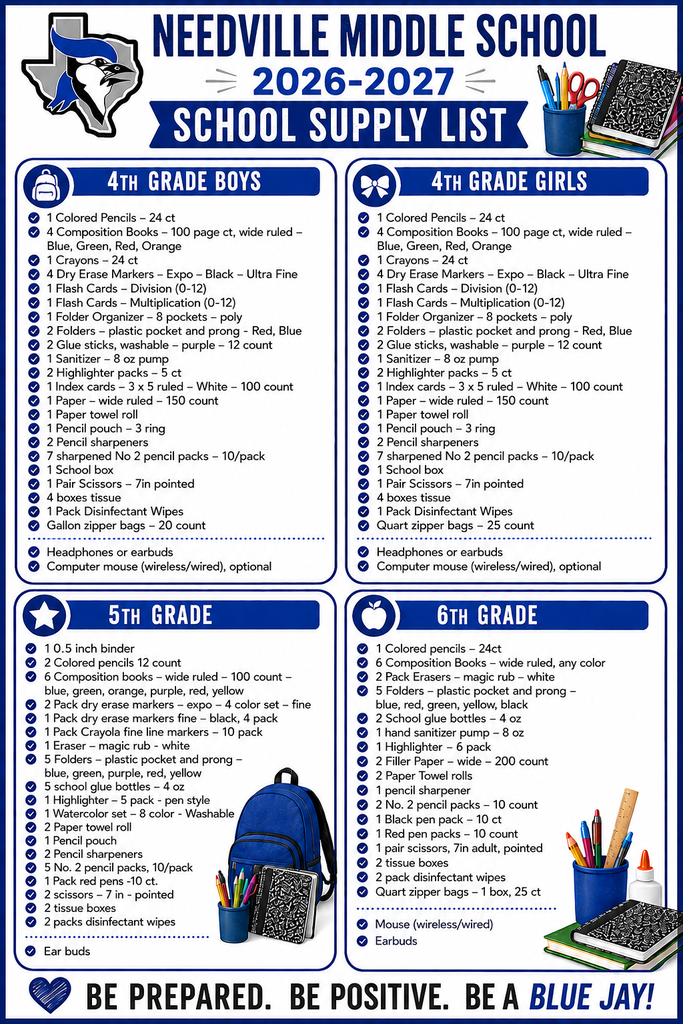School Supply List 2026-2027