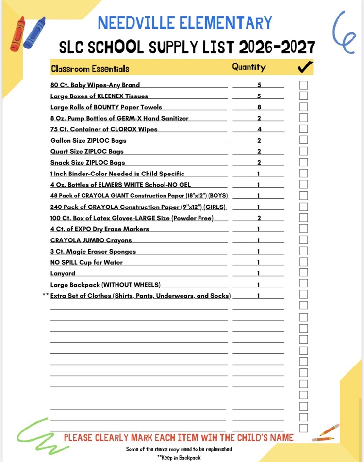 school supply list