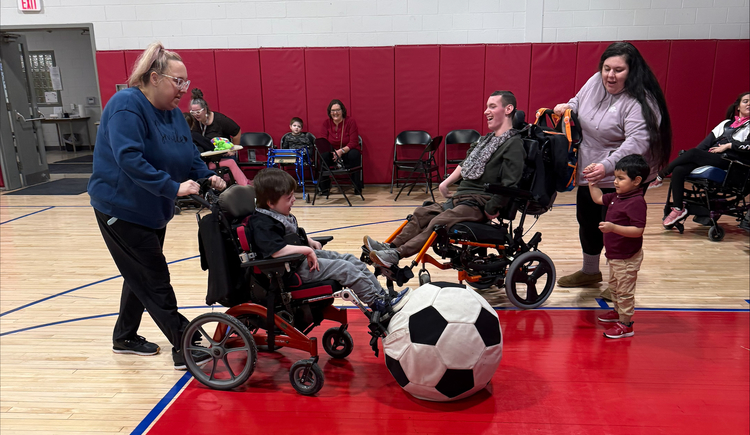 Students involved in a soccer game at Dunmore Learning Campus