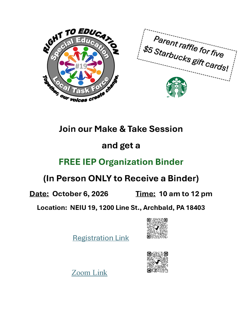 Right to Education Special Education Task Force 19 Flyer for October 6th at NEIU 19 at 10 am