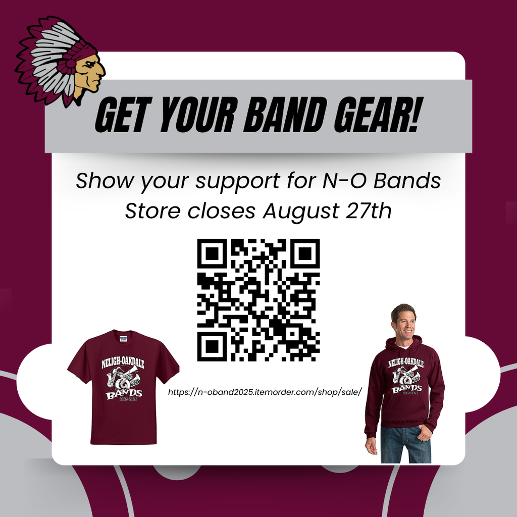 Get your band gear! Follow this link or scan the QR code: https://n-oband2025.itemorder.com/shop/sale/