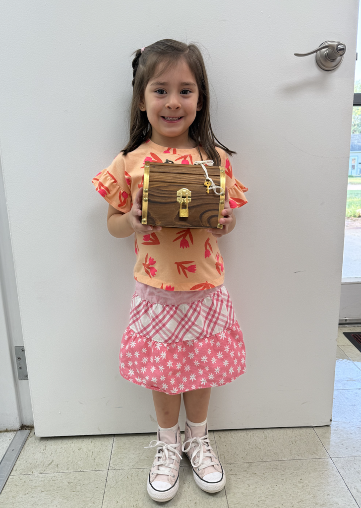 Mia with her treasure chest.