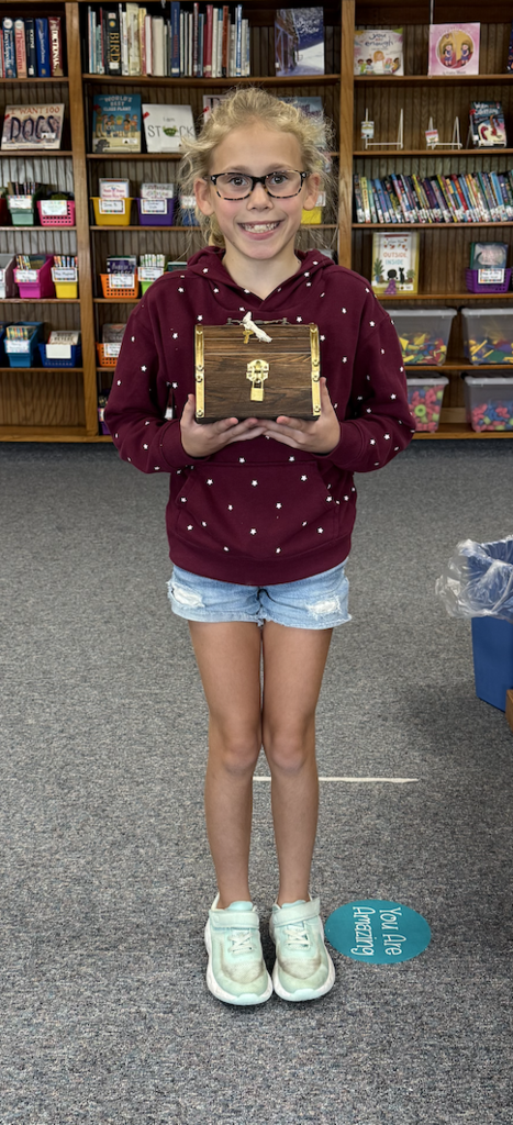 Hattie with her Book Blast treasure chest.