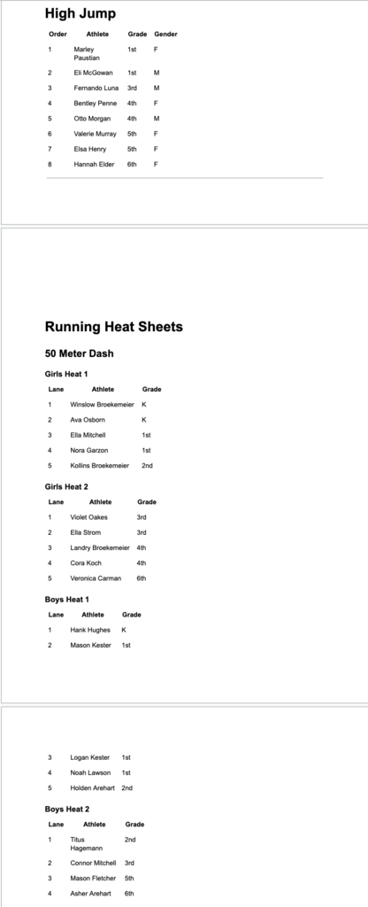 High Jump & 50 M Dash