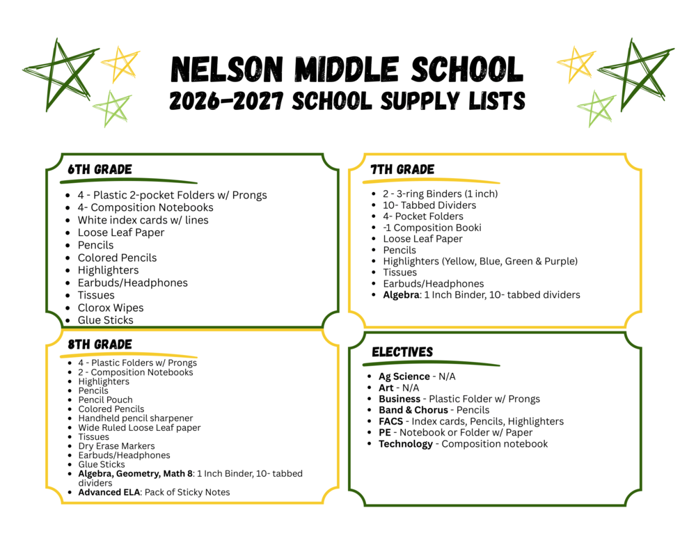 NMS 24-25 School Supply List