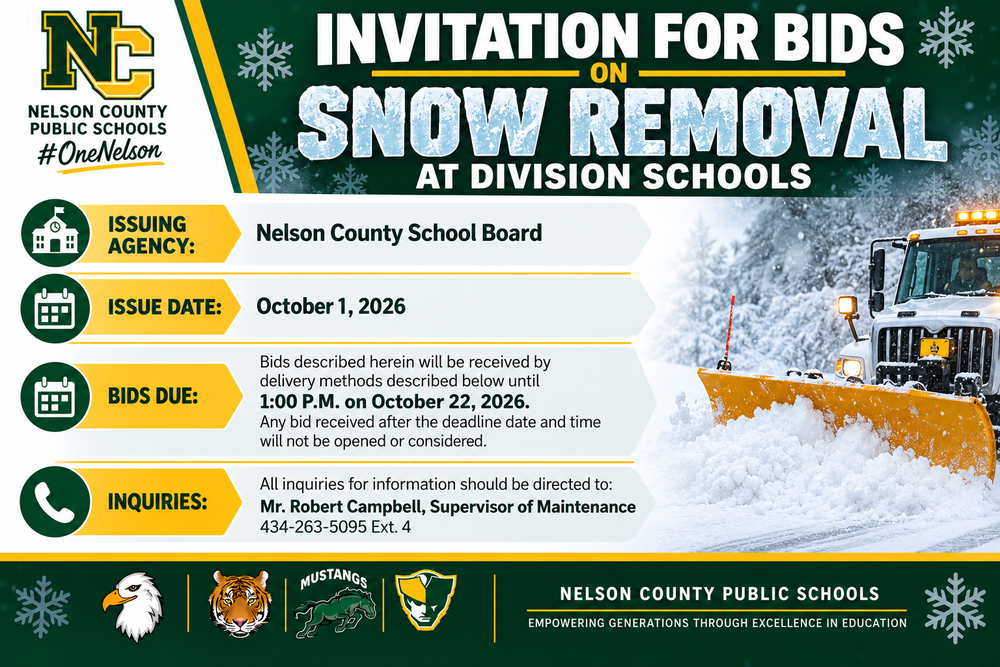 Invitation for Bids: Snow Removal 2026-2027