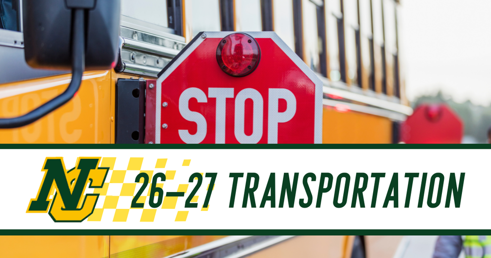 School bus with the stop sign out and "Nelson County 26-27 Transportation" on it.