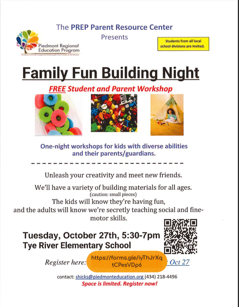 PREP Family Fun Building Night October 27 2026