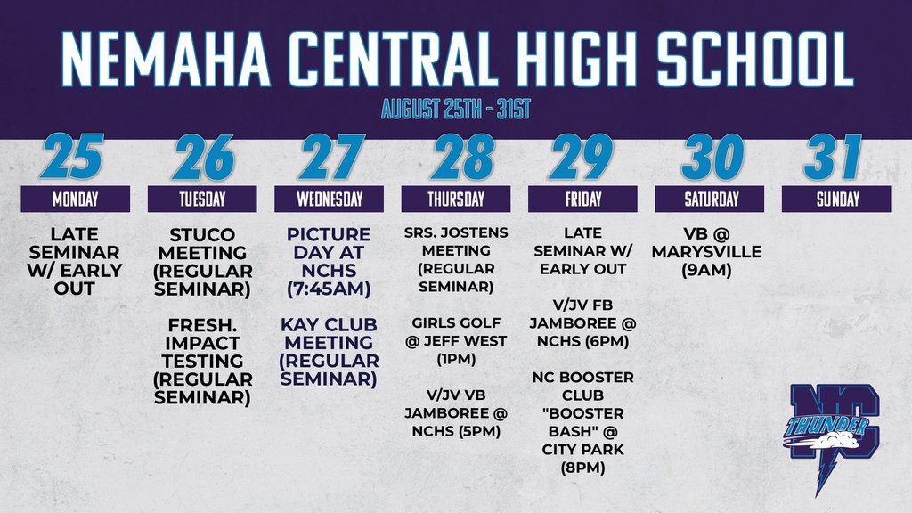 Week Ahead 8/25 - 8/31
