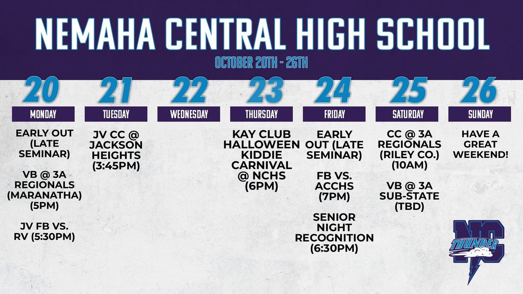 Week Ahead 10/20 - 10/26