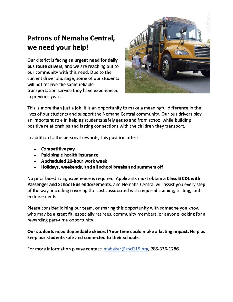 Bus Drivers are needed at USD 115. This is an ad to share that opportunity.