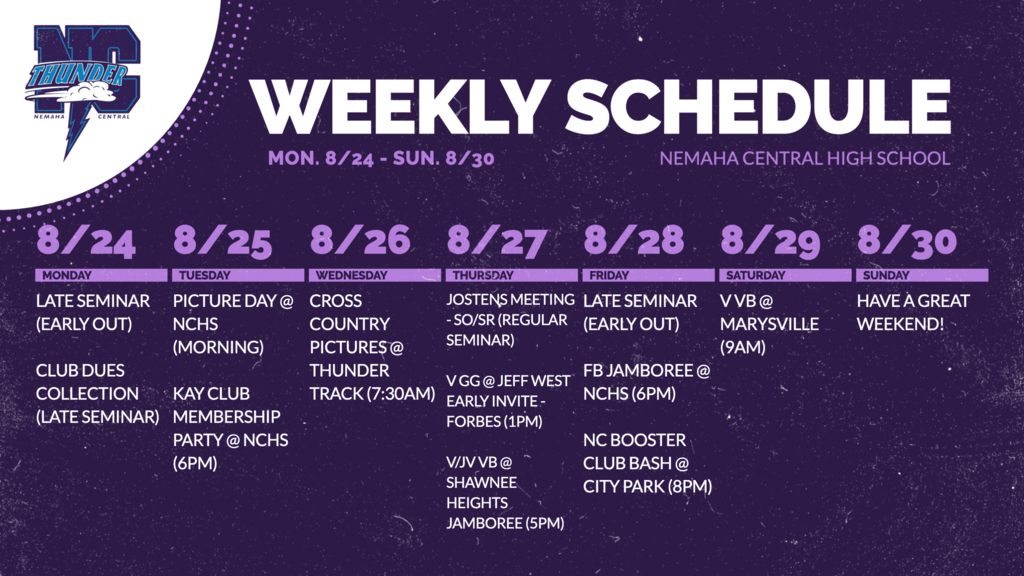Week Ahead 8/24 - 8/30