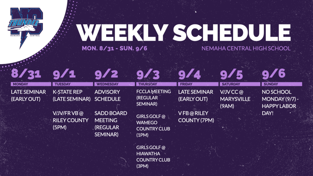 Week Ahead 8/31 - 9/6