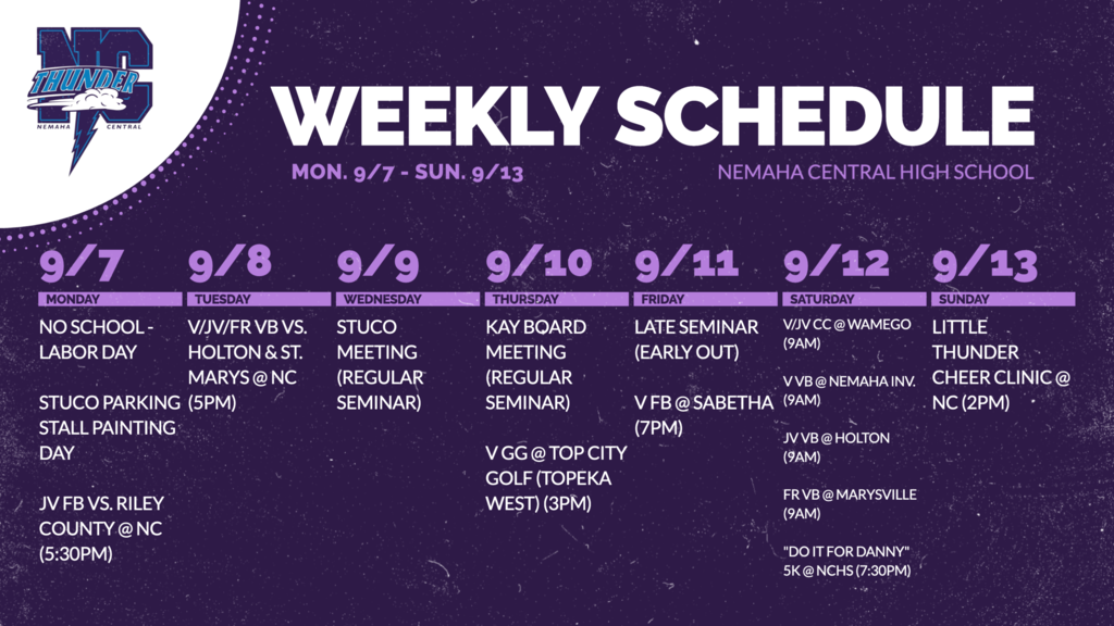 Week Ahead 9/7 - 9/13