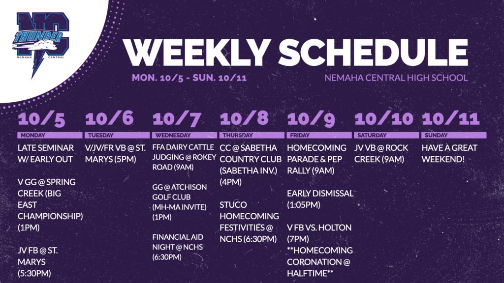 Week Ahead 10 5 - 10 11