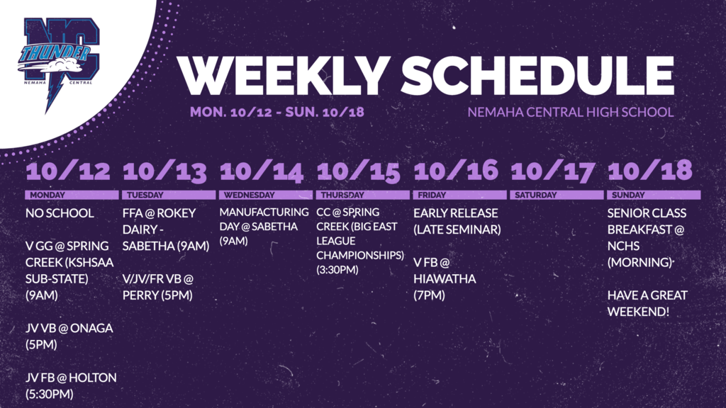 Week Ahead 10 12 - 10 18