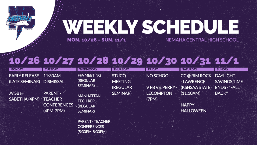 Week Ahead 10/26 - 11/1