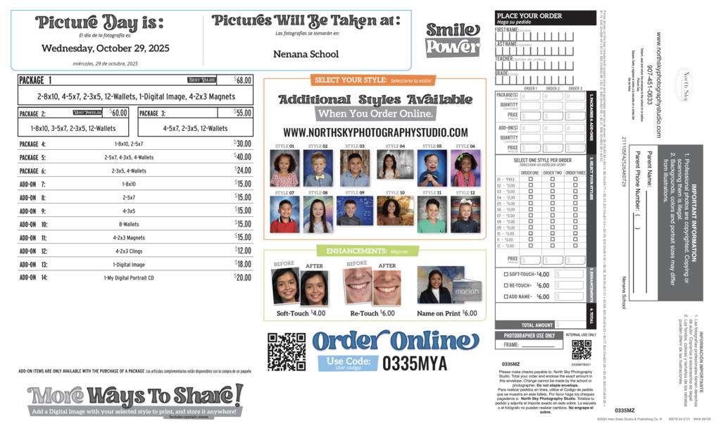 School Picture Day Order Form