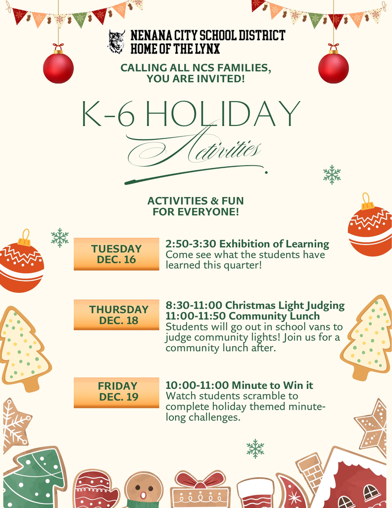 Elem K-6 Holiday Activities 12-10-25
