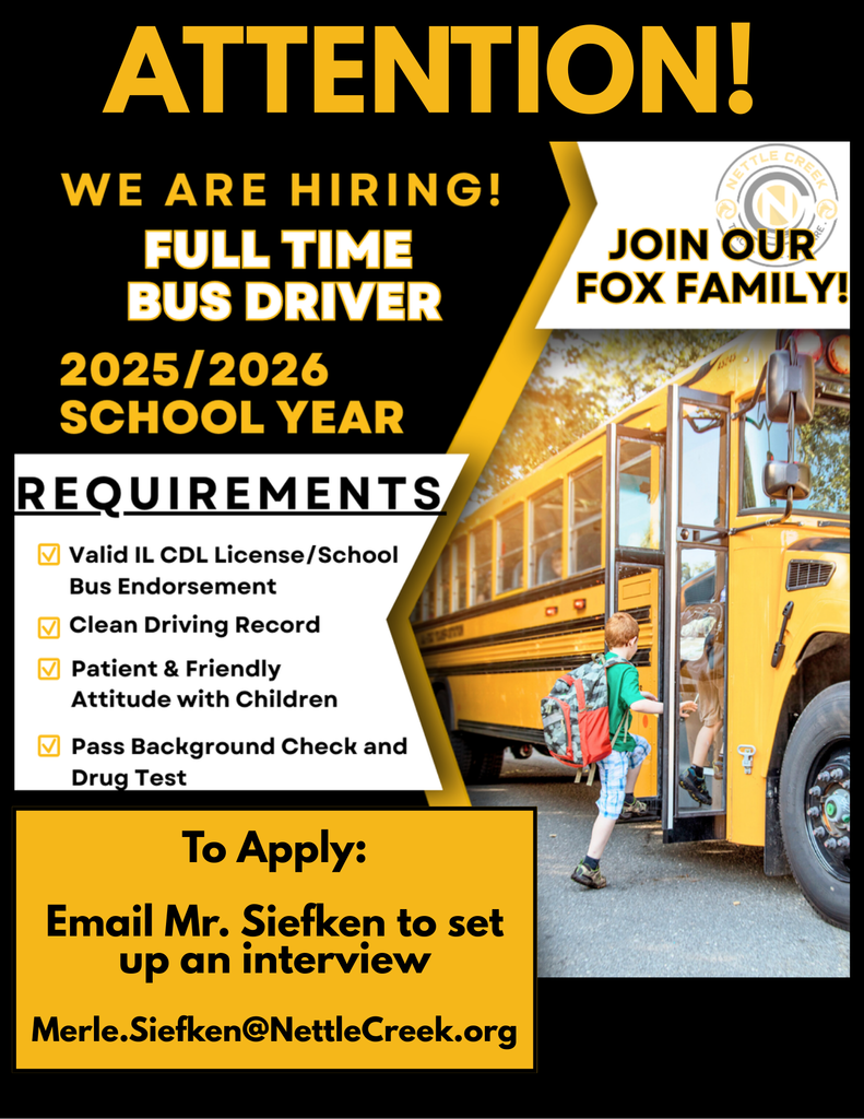 We are hiring a full time bus driver. See flyer for details!