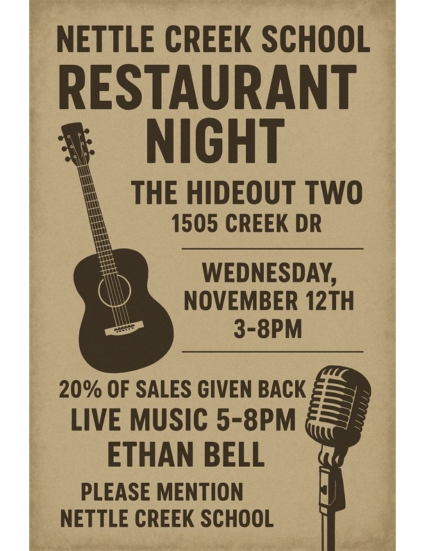 hideout two fundraiser night flyer