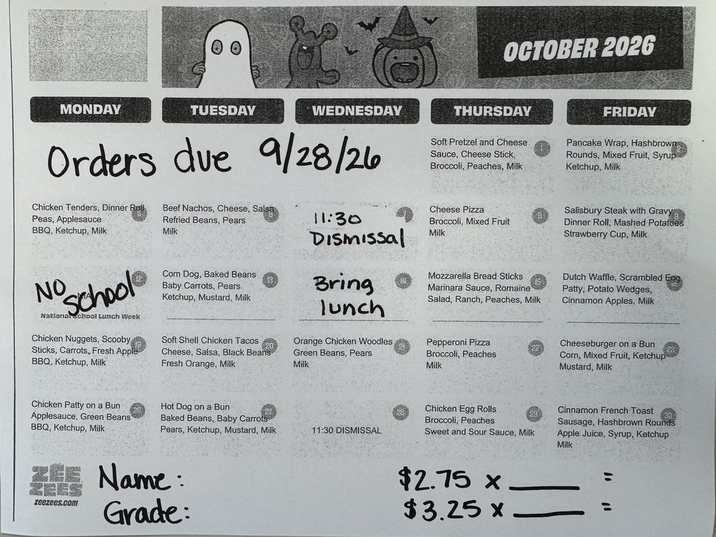 October 2026 Hot Lunch
