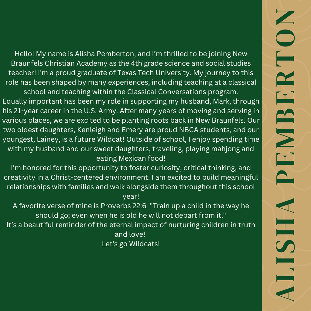 New Braunfels Christian Academy - New Hire