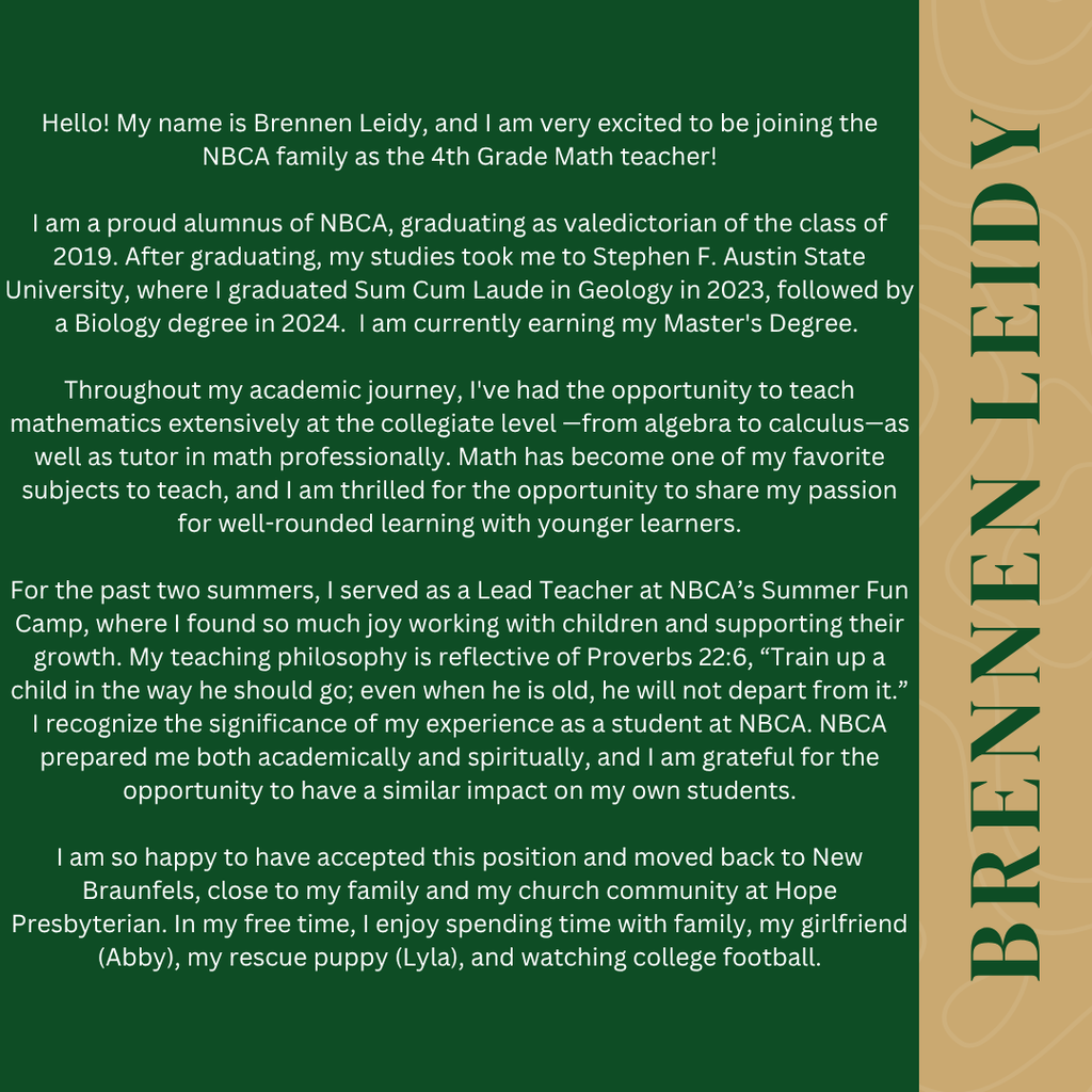 New Braunfels Christian Academy - New Hire