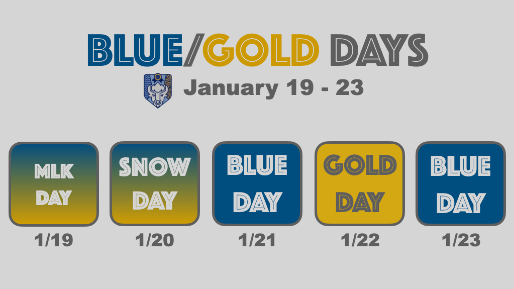 UPDATED Blue/Gold schedule for the week due to yesterday's cancellation