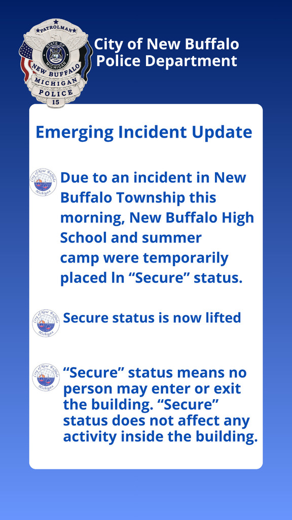 Incident Update from New Buffalo Police Department