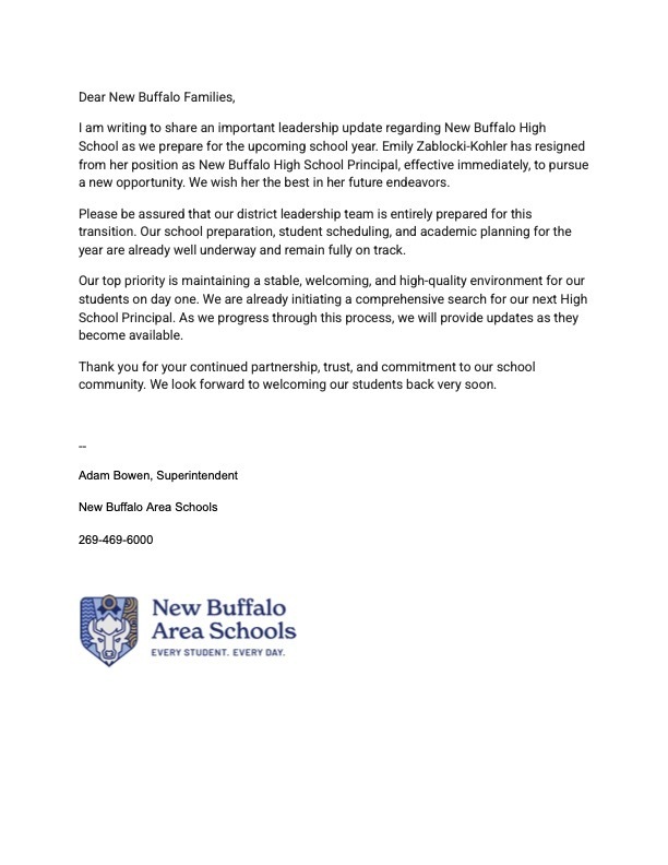 Update from Superintendent - July 21st, 2026