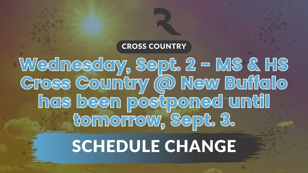 Schedule change to Red Arrow Raiders Cross Country to Thursday Sept. 3rd