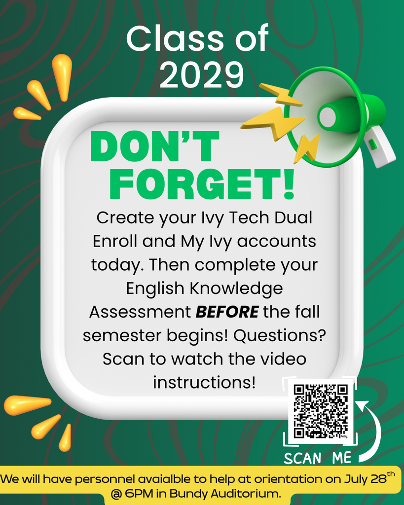 Ivy Tech Dual Enrollment FRESHMEN. flyer