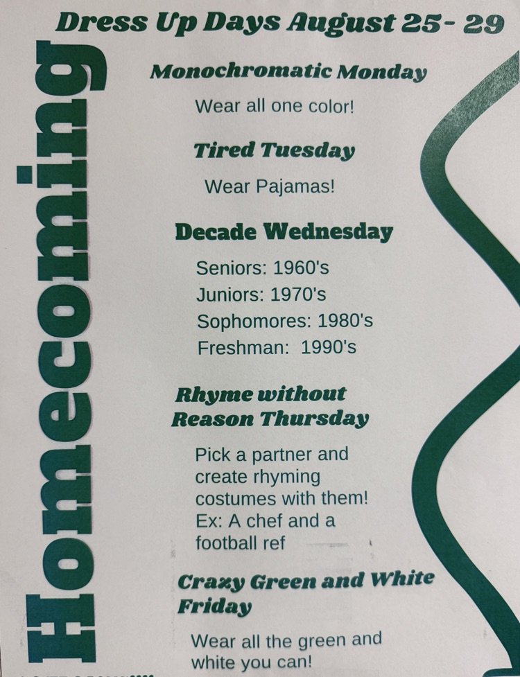 Homecoming 2025 dress up days