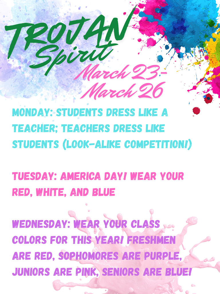 Dress up days March 23-26 graphic