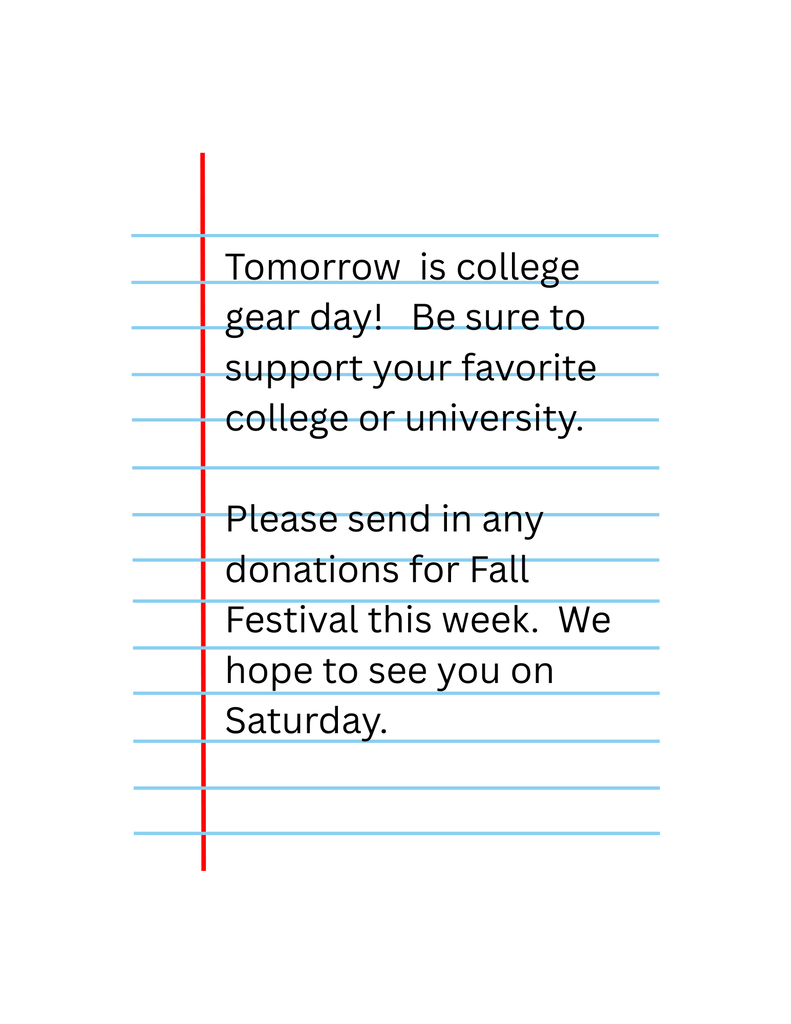 College Gear and Fall Festival