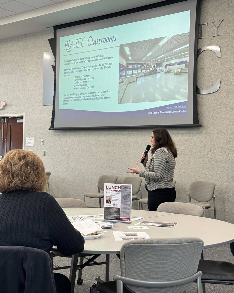 Lindsey Lovern presenting on the new classrooms