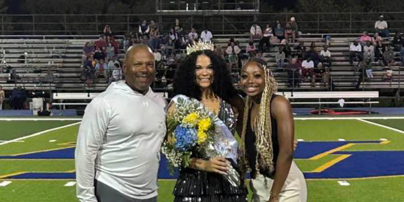 Homecoming Queen Gaby Martinez with her father and the former homecoming queen