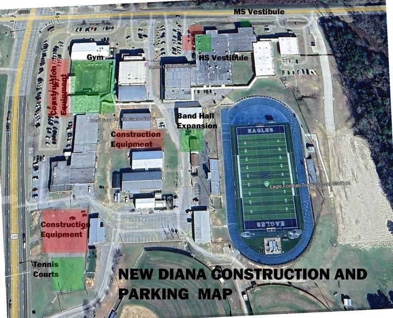 New Diana construction and parking map