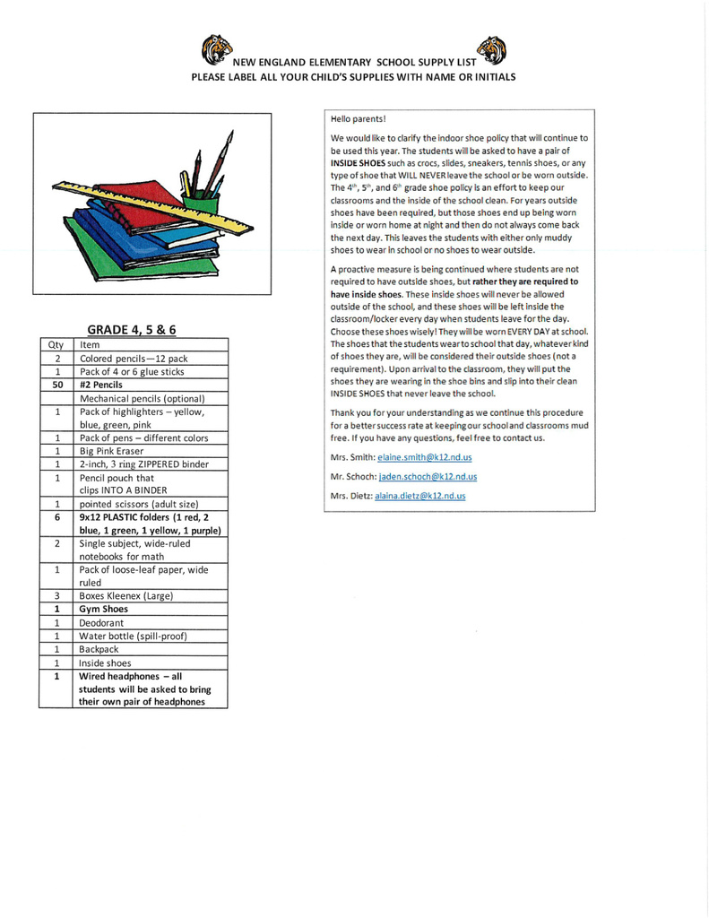 Supply list