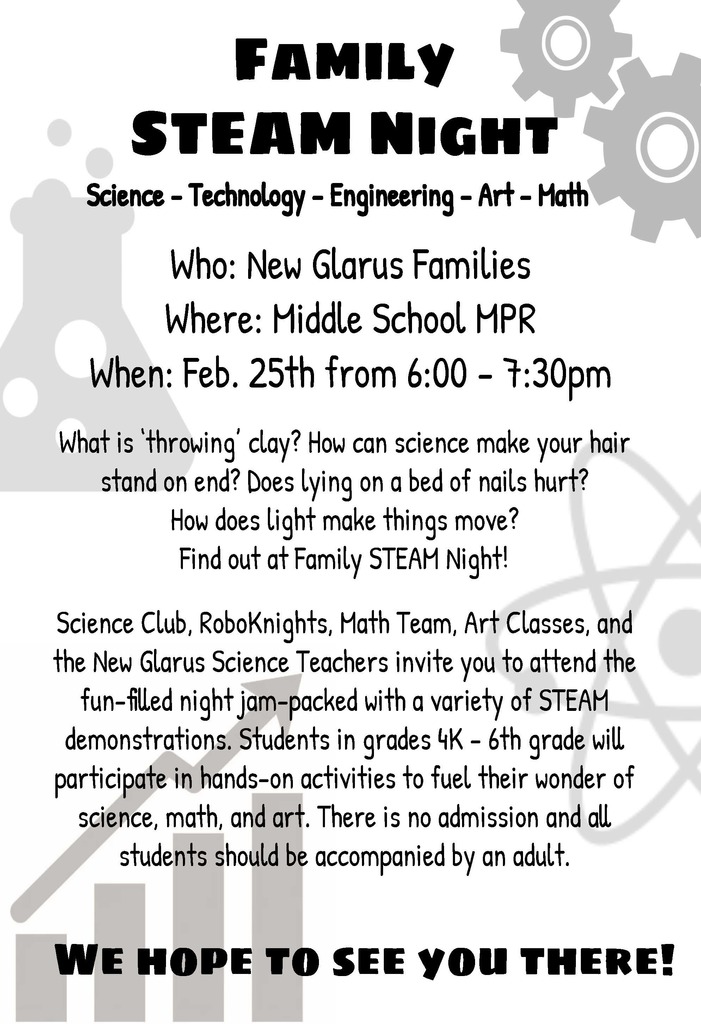 Family STEAM Night - Middle School MPR - February 25, 2026 6:00pm