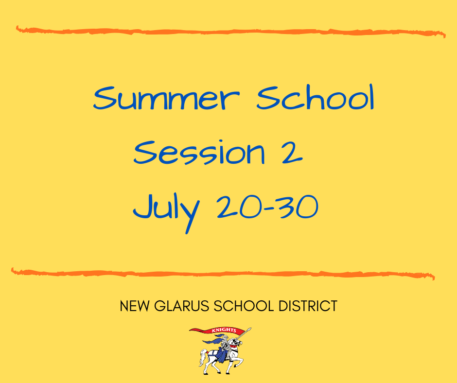 New Glarus School District Summer School Session 2 - July 20 - 30, 2026
